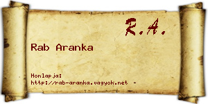 Rab Aranka névjegykártya